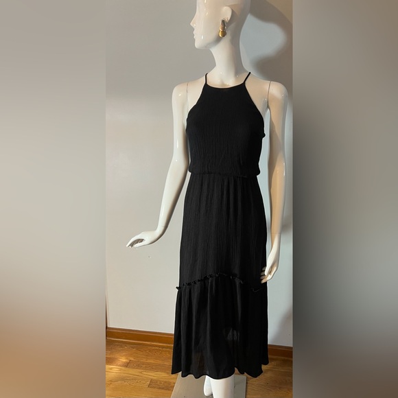 LUSH Haltered Tiered Mid Black Dress Small - Picture 8 of 8